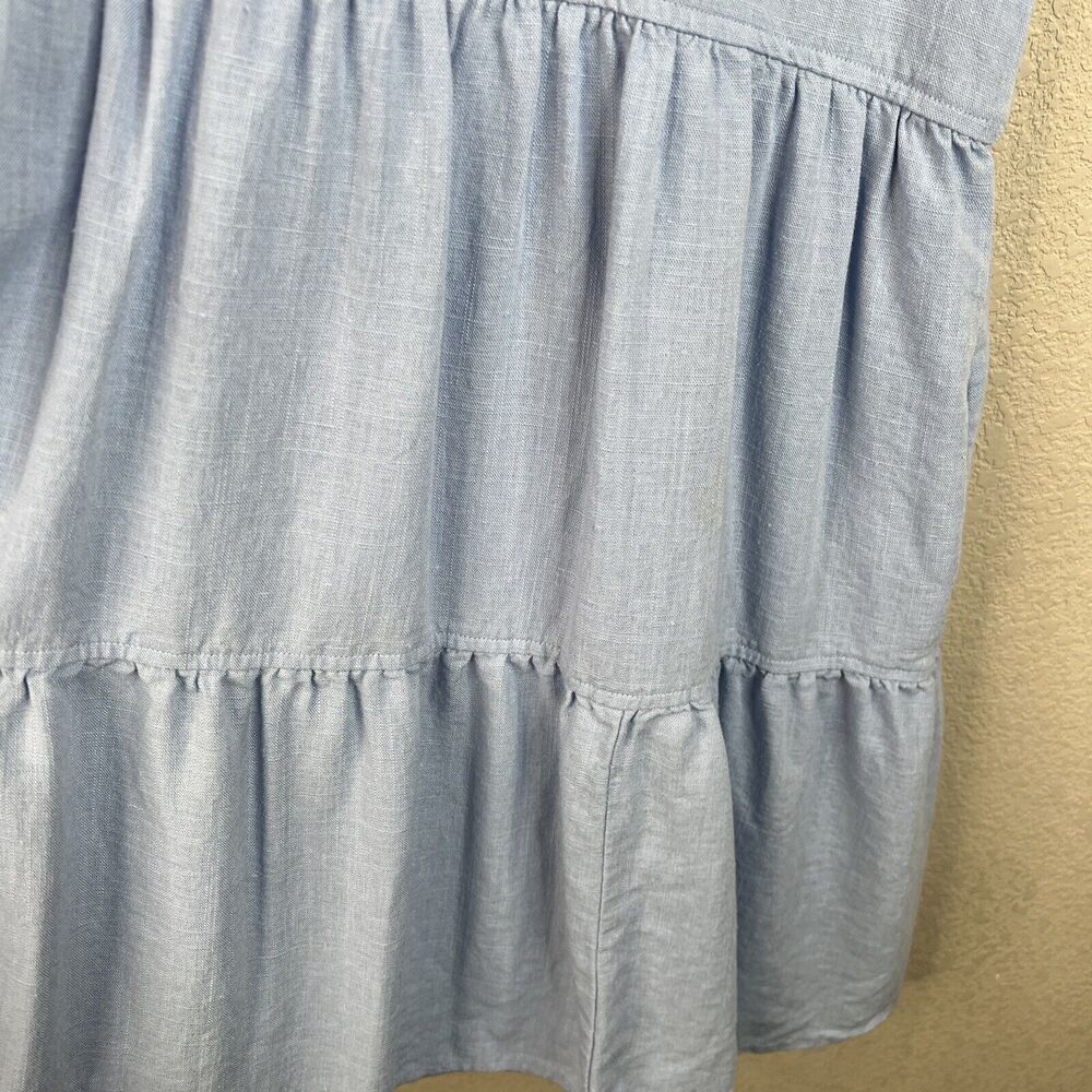New In Women’s Light Blue Mini Tiered Ruffle Classic Coastal Small Sleeveless - Picture 6 of 16